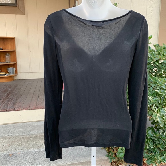 BCBGMaxAzria Silk Cross Lace Long Sleeve Shirt | M - Picture 4 of 6